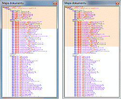 Notepad++ - okno Mapa dokumentu przy zmniejszonym (z lewej) i zmaksymalizowanym (z prawej) głównym oknie programu