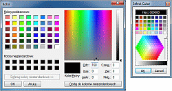 Color Picker - dwie palety kolorów (Color Dialog 1 z lewej i Color Dialog 2 z prawej)