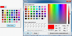 HexEditor - uproszczona paleta kolorów (po lewej) i systemowa paleta kolorów (po prawej) z zakładki Colors w oknie Hex-Editor Options