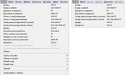 HexEditor - zawartość kategorii Szukaj z Paska menu (z lewej przy wyłączonym i z prawej przy włączonym podglądzie HEX)