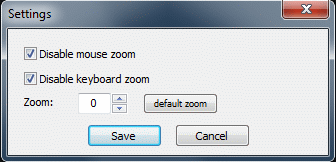 Zoom disabler - okno konfiguracji