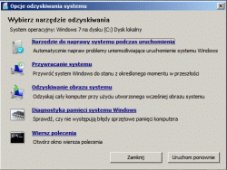 Opcje odzyskiwania systemu w Windows 7