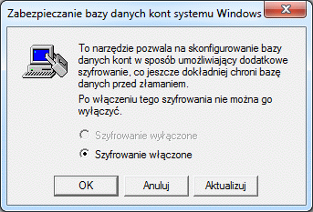 Włączenie usługi SysKey w systemach Windows