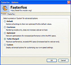 Fasterfox (wersja pierwotna) - menu rozszerzenia