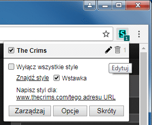 Stylus - menu podręczne (edytowanie istniejącego stylu)