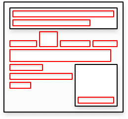 Wizualna prezentacja elementów blokowych (czarne) i liniowych (czerwone)