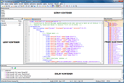 Notepad++ - główne okno programu z zaznaczonymi kontenerami