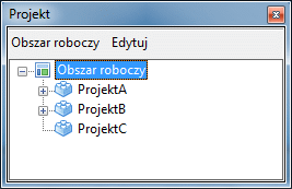 Notepad++ - okno Projekt po ponownym wczytaniu przykładowego pliku projektu poleceniem Otwórz obszar roboczy