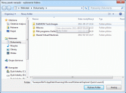 Pasek szybkiego uruchamiania w systemie Windows 7 - wybór katalogu