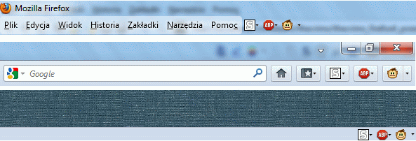 Firefox 4 - położenie ikonek dodatków na różnych paskach przeglądarki