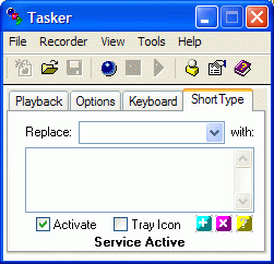 Tasker - zakładka ShortType